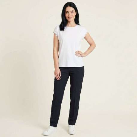 T-shirt blanc uni avec une coupe droite et des manches courtes - Image 4