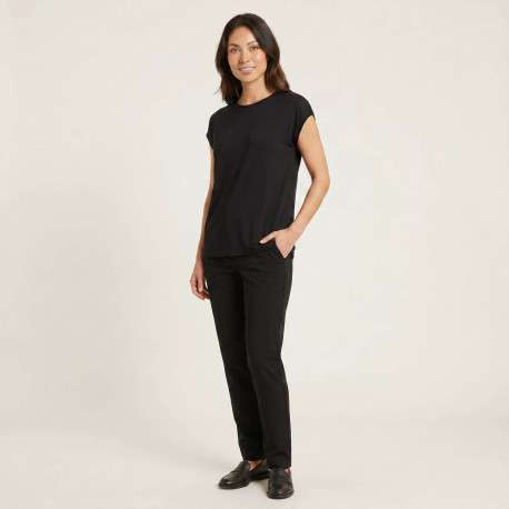 T-shirt noir uni avec une coupe droite et des manches courtes - Image 3