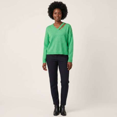 Pull vert uni avec une coupe droite et des manches longues - Image 3
