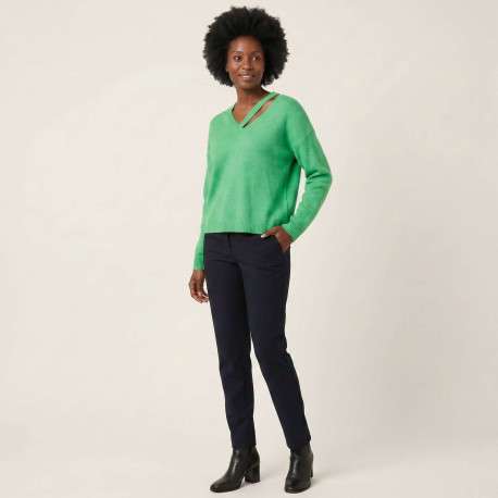 Pull vert uni avec une coupe droite et des manches longues - Image 4