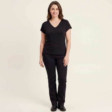 T-shirt noir uni avec une coupe ajustée et des manches courtes - Image 3