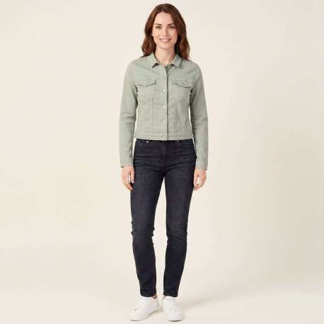 Blouson en coton biologique vert uni avec une coupe ajustée - Image 8
