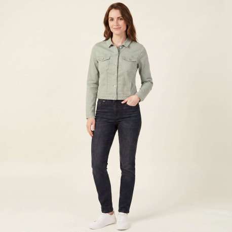 Blouson en coton biologique vert uni avec une coupe ajustée - Image 9