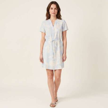 Robe courte ciel floral avec une coupe ajustée et un col tunisien - Image 3