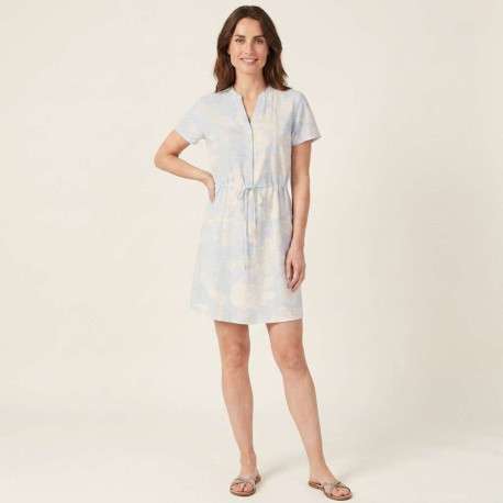 Robe courte ciel floral avec une coupe ajustée et un col tunisien - Image 4