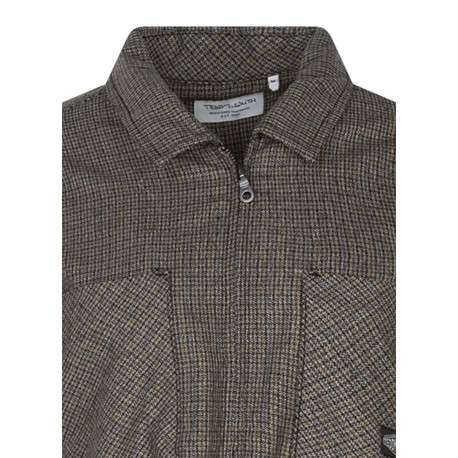 Chemise grise à carreaux coupe ample col à revers et à manches longues