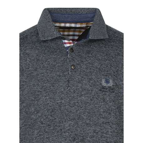 Sweat anthracite moucheté avec un col polo et des manches longues