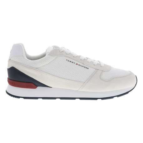 Baskets running blanches en cuir avec un talon plat et des lacets - Image 2