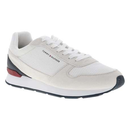 Baskets running blanches en cuir avec un talon plat et des lacets - Image 3