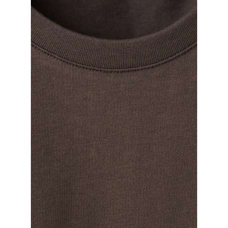 T-shirt en coton marron uni pourvu d'une cafetière brodée sur le coeur - Image 3