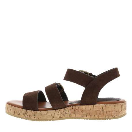 Nu-pieds chocolat à semelle compensé bas et à boucle à ardillon - Image 2