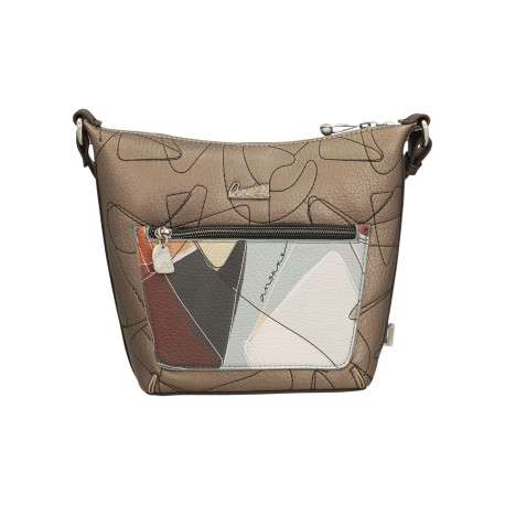 Sac à bandoulière écru imprimé avec une poche arrière zippée - Image 4