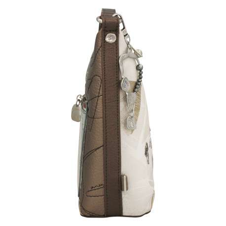 Sac à bandoulière écru imprimé avec une poche arrière zippée - Image 5