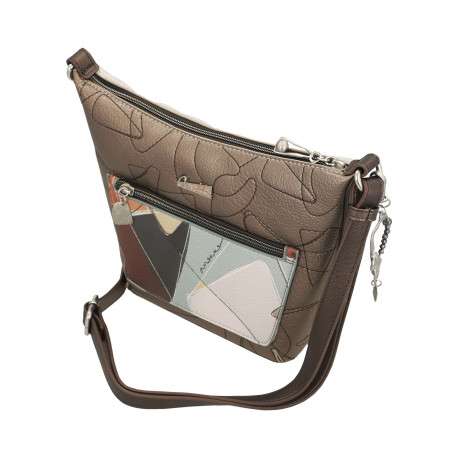 Sac à bandoulière écru imprimé avec une poche arrière zippée - Image 6