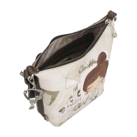 Sac à bandoulière écru imprimé avec une poche arrière zippée - Image 7