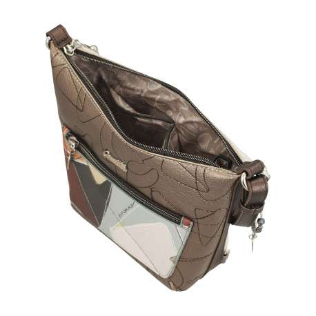 Sac à bandoulière écru imprimé avec une poche arrière zippée - Image 8
