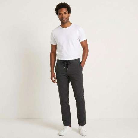 Pantalon Jogging en coton mélangé anthracite uni avec une coupe slim - Image 3
