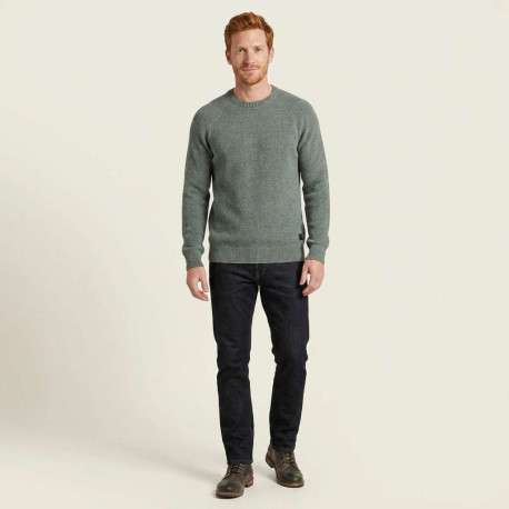 Pull kaki uni avec un col rond et une coupe droite à manches longues - Image 2