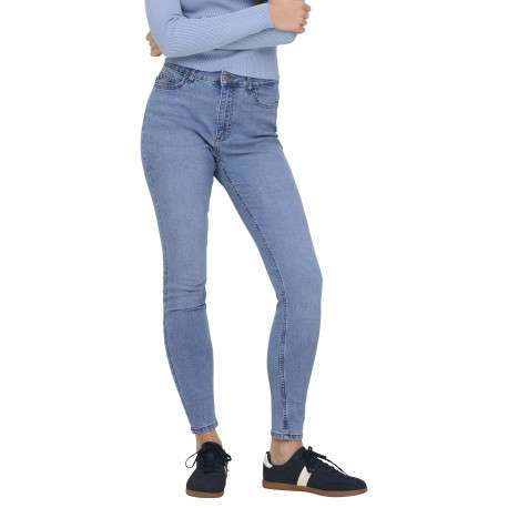 Jean en coton mélangé bleu clair coupe slim pourvu de passants pour la ceinture - Image 3
