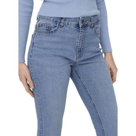 Jean en coton mélangé bleu clair coupe slim pourvu de passants pour la ceinture - Image 4