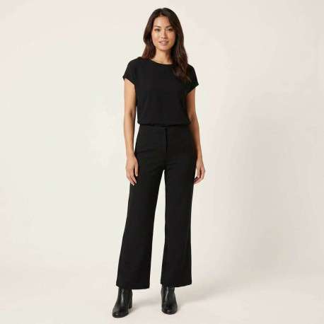 Pantalon chino noir uni avec une coupe bootcut et une fermeture zippée - Image 5