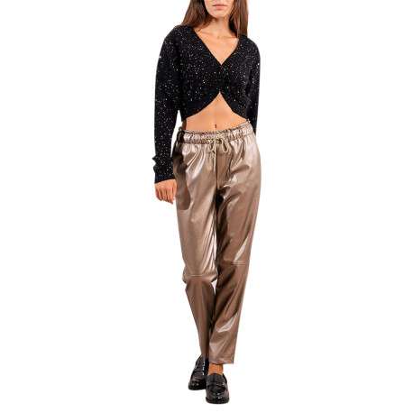 Gilet noir en maille fine avec une coupe ajustée et des paillettes - Image 5
