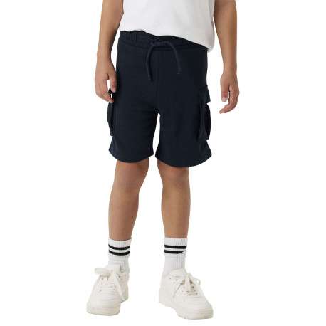 Short jogging cargo bleu marine uni à coupe droite et à taille élastiquée - Image 7