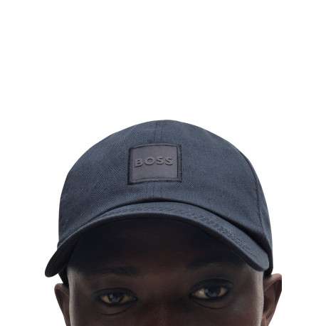 Casquette strapback en coton bleue marine unie avec un patch à l'avant - Image 7