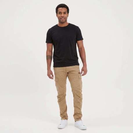 Cargo en coton beige uni à coupe regular fit et à poches à rabat sur les côtés - Image 6