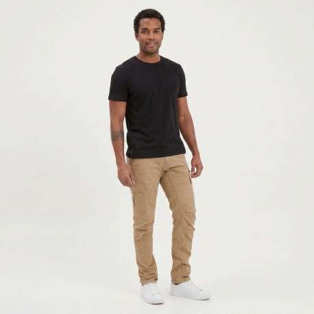 Cargo en coton beige uni à coupe regular fit et à poches à rabat sur les côtés - Image 7