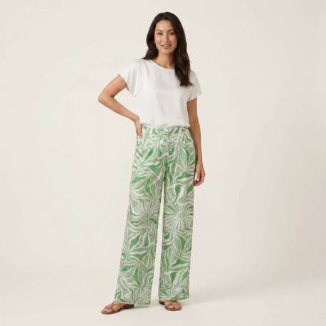 Chino paula loose pant vert avec des imprimés et une coupe droite - Image 5