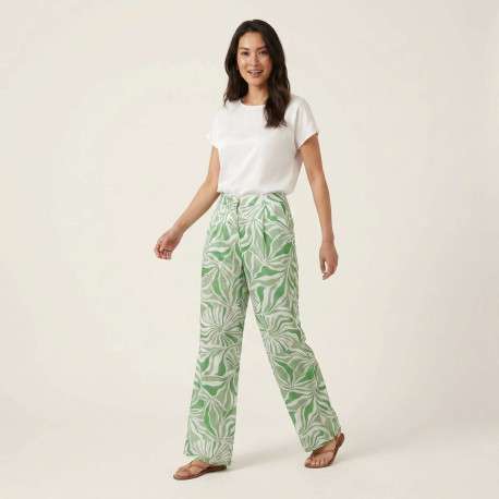 Chino paula loose pant vert avec des imprimés et une coupe droite - Image 6