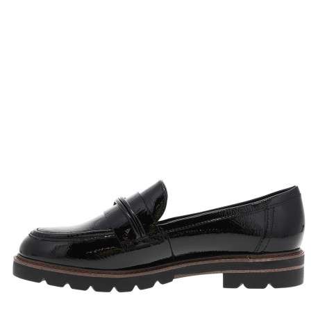 Mocassins noirs vernis à semelle plate avec un bijou à l'avant - Image 3