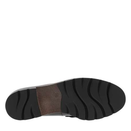 Mocassins noirs vernis à semelle plate avec un bijou à l'avant - Image 6