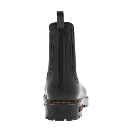 Boots noir mat, à trépointe beige, talon décroché bas et soufflet élastiqué - Image 6