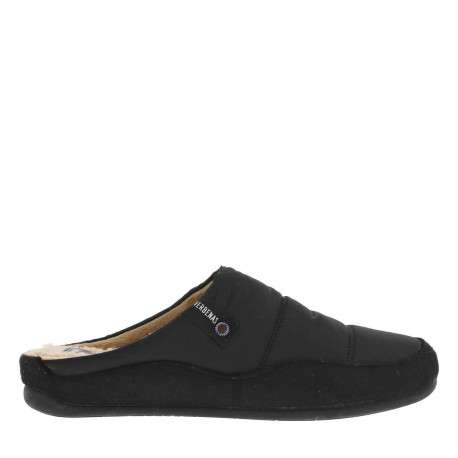 Pantoufles mules noires avec le coup de pied matelassé et feutrine noire - Image 2