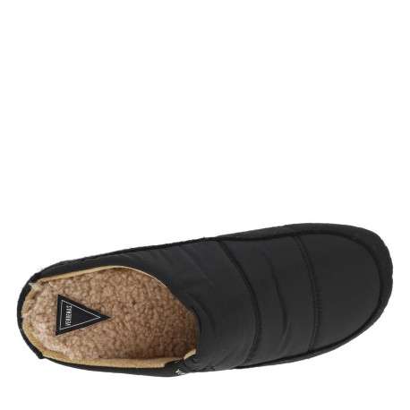 Pantoufles mules noires avec le coup de pied matelassé et feutrine noire - Image 4