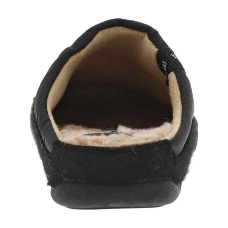 Pantoufles mules noires avec le coup de pied matelassé et feutrine noire - Image 6