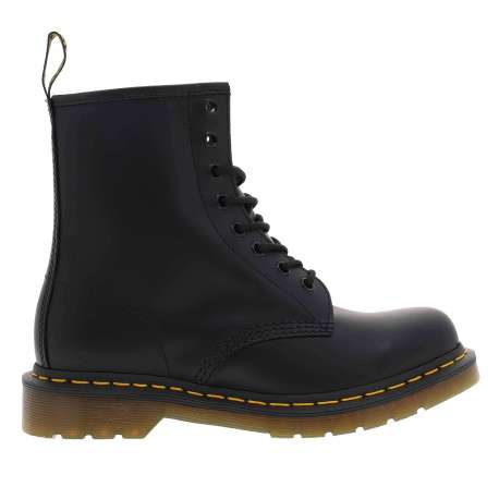 Boots en cuir noir à lacets ronds avec une languette d'aisance en tissu