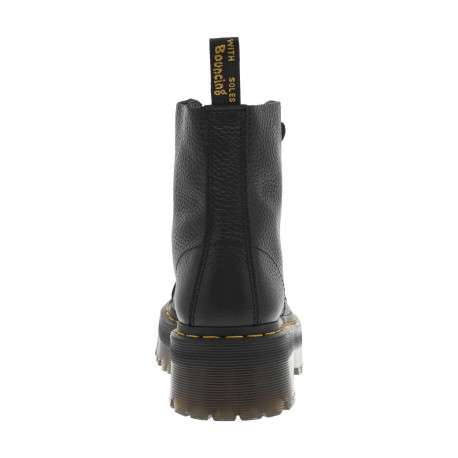 Boots en cuir noires à talon plateau avec un zip et revêtement en grains - Image 12