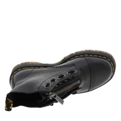 Boots en cuir noires à talon plateau avec un zip et revêtement en grains - Image 5