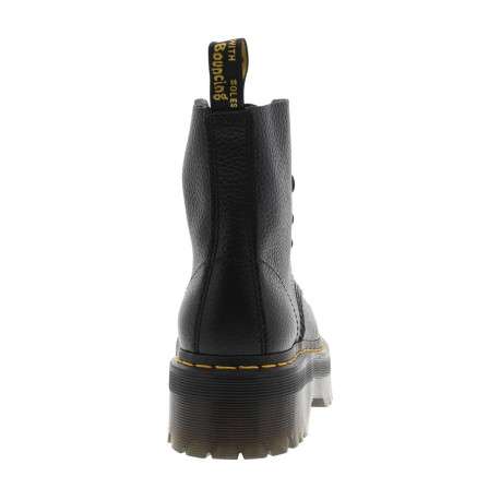 Boots en cuir noires à talon plateau avec un zip et revêtement en grains - Image 7