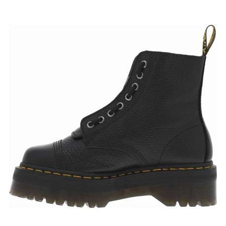 Boots en cuir noires à talon plateau avec un zip et revêtement en grains - Image 8