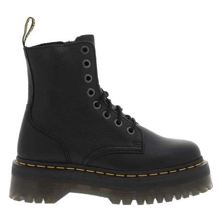 Bottines en cuir noires à talon plateau avec un zip et des lacets ronds - Image 2