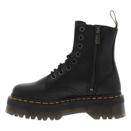 Bottines en cuir noires à talon plateau avec un zip et des lacets ronds - Image 3