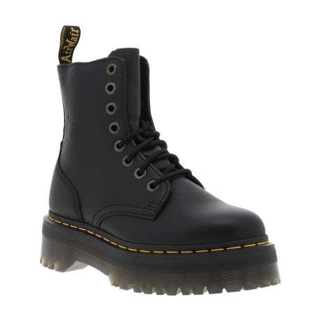 Bottines en cuir noires à talon plateau avec un zip et des lacets ronds - Image 4