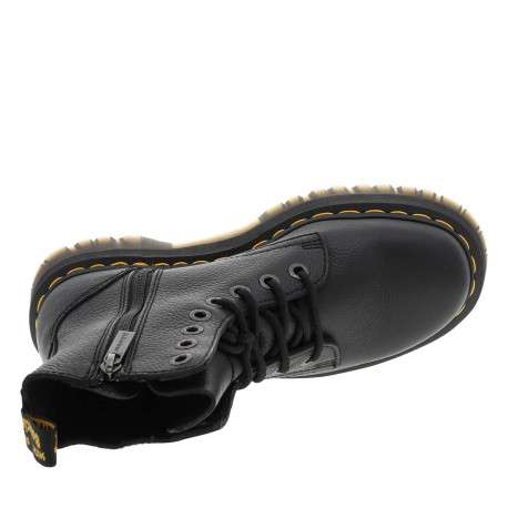 Bottines en cuir noires à talon plateau avec un zip et des lacets ronds - Image 5