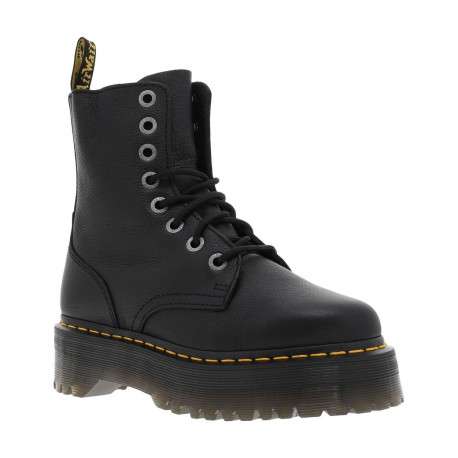 Bottines en cuir noires à talon plateau avec un zip et des lacets ronds - Image 8