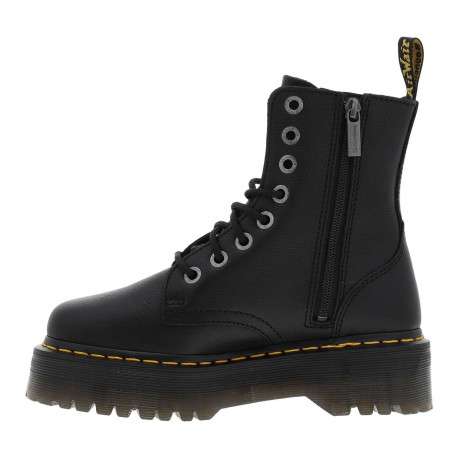 Bottines en cuir noires à talon plateau avec un zip et des lacets ronds - Image 9