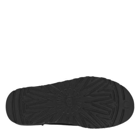 Sabots en cuir noir à talon plat et à slip-on avec de la fourrure synthétique - Image 5